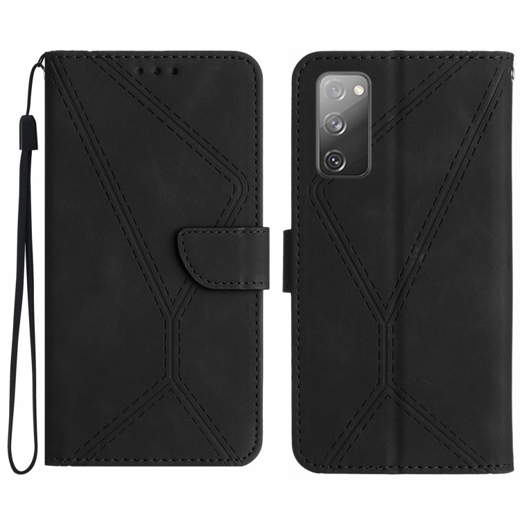 

For Samsung Galaxy S20 FE Stitching Embossed Leather Phone Case(Black)