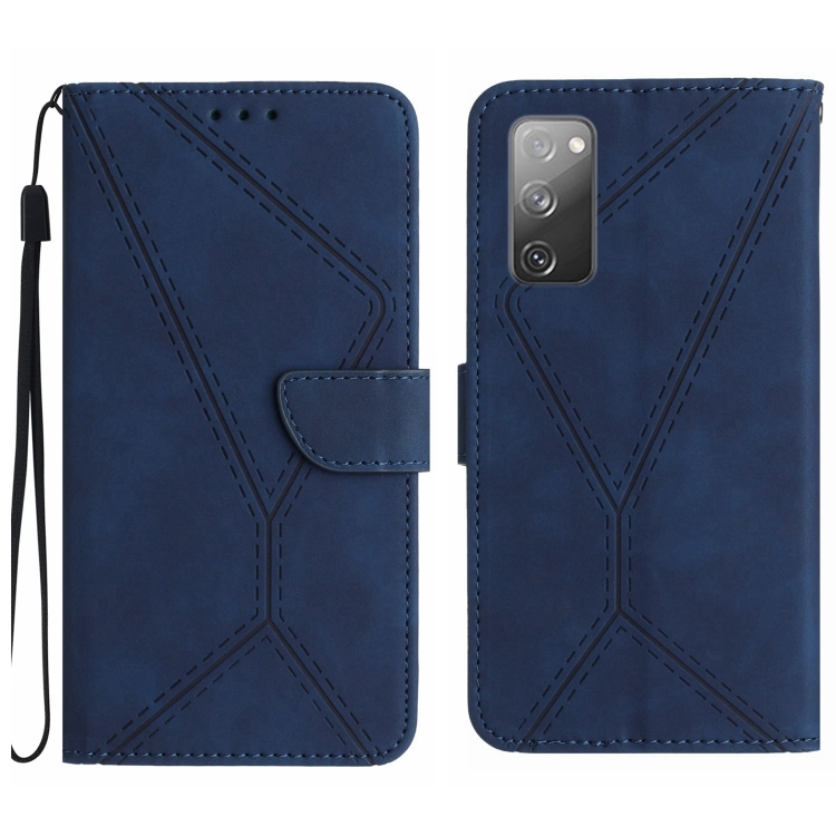 

For Samsung Galaxy S20 FE Stitching Embossed Leather Phone Case(Blue)