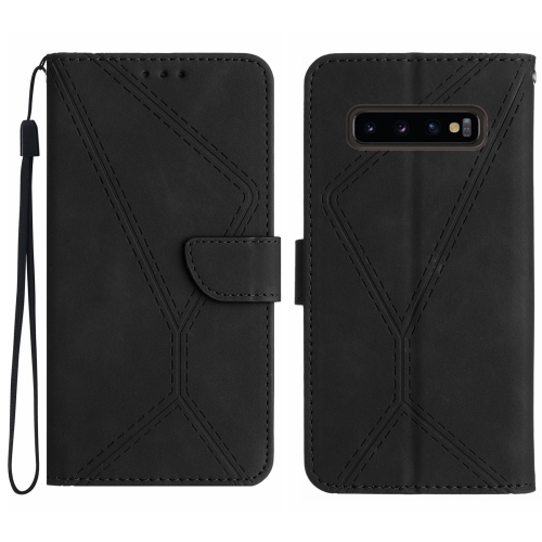 

For Samsung Galaxy S10 Stitching Embossed Leather Phone Case(Black)