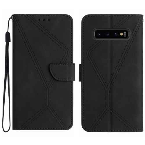 

For Samsung Galaxy S10+ Stitching Embossed Leather Phone Case(Black)