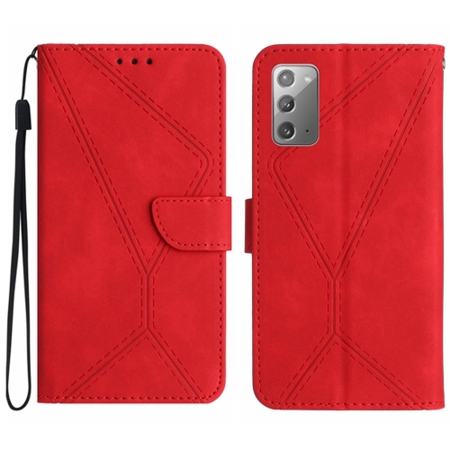 For Samsung Galaxy Note20 Stitching Embossed Leather Phone Case(Red)