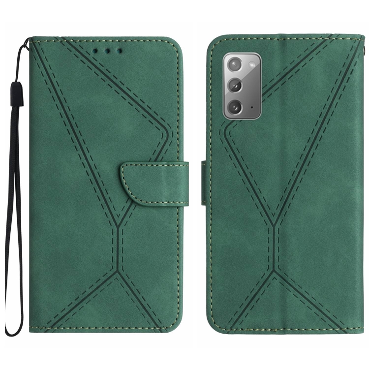 

For Samsung Galaxy Note20 Stitching Embossed Leather Phone Case(Green)
