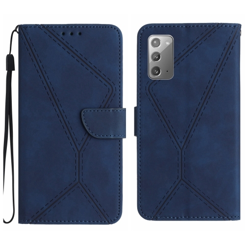 

For Samsung Galaxy Note20 Stitching Embossed Leather Phone Case(Blue)