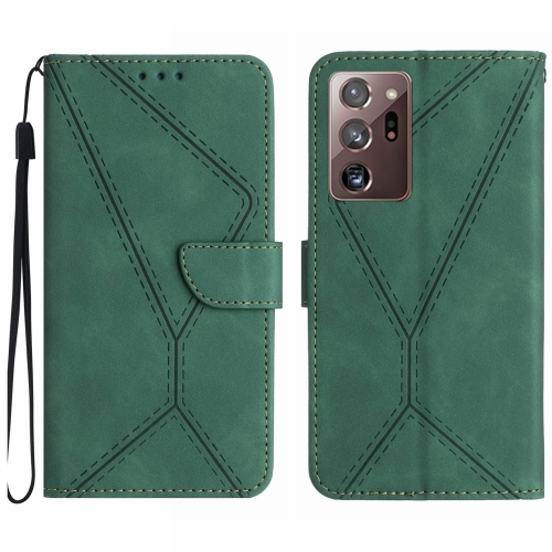 

For Samsung Galaxy Note20 Ultra Stitching Embossed Leather Phone Case(Green)