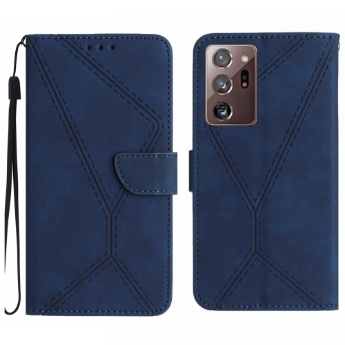 For Samsung Galaxy Note20 Ultra Stitching Embossed Leather Phone Case(Blue) for samsung galaxy s21 ultra 5g double 8 shaped embossed leather phone case blue