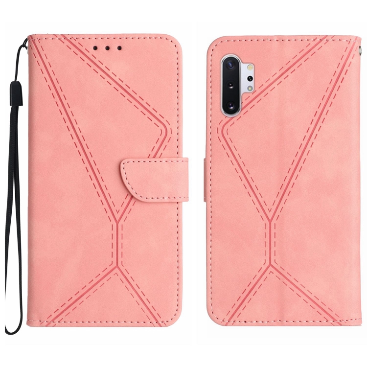 

For Samsung Galaxy Note10+ Stitching Embossed Leather Phone Case(Pink)