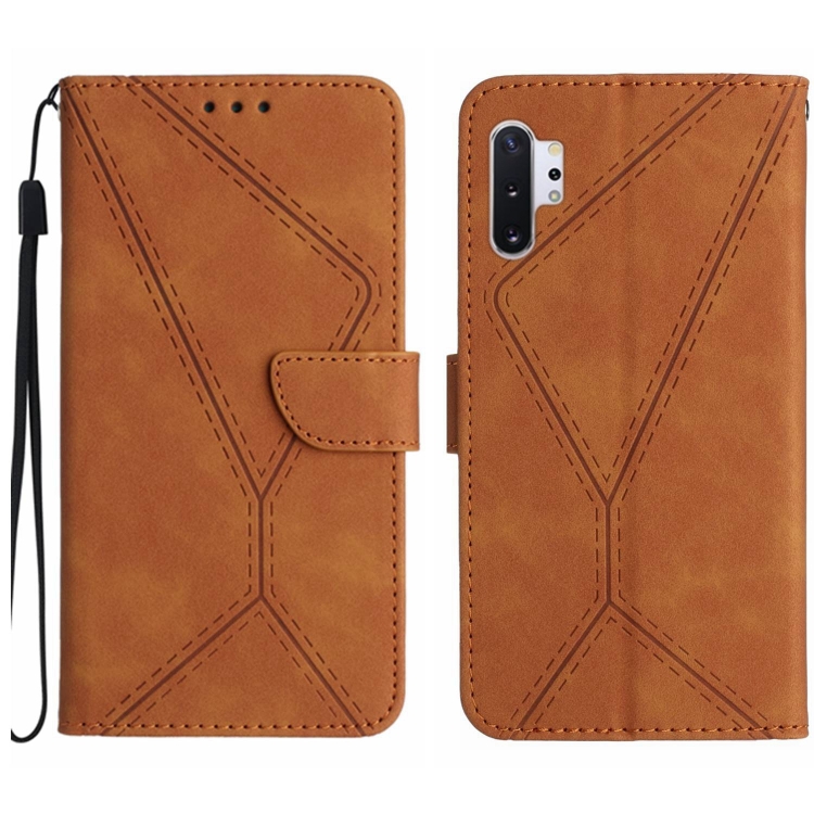 

For Samsung Galaxy Note10+ Stitching Embossed Leather Phone Case(Brown)