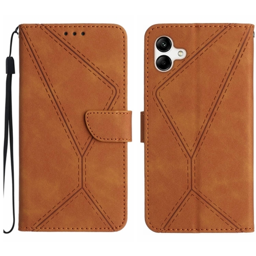 

For Samsung Galaxy A04e / M04 4G Stitching Embossed Leather Phone Case(Brown)