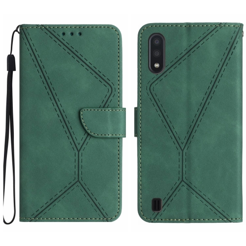 

For Samsung Galaxy A10 / M10 Stitching Embossed Leather Phone Case(Green)