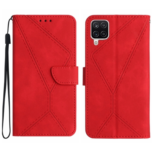 

For Samsung Galaxy A12 / M12 Stitching Embossed Leather Phone Case(Red)