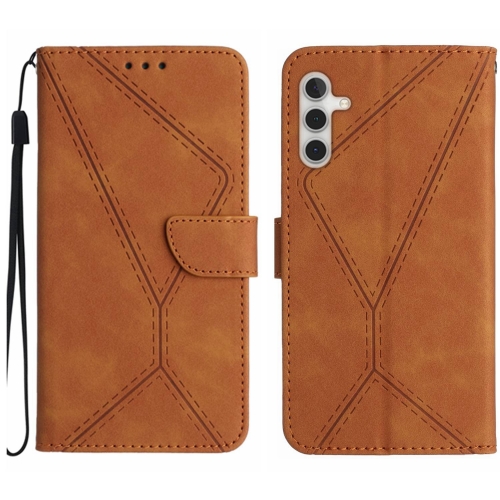 

For Samsung Galaxy A13 5G / M13 5G Stitching Embossed Leather Phone Case(Brown)