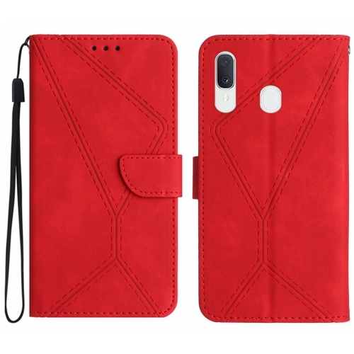 

For Samsung Galaxy A20 / A30 Stitching Embossed Leather Phone Case(Red)