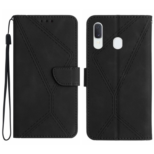 

For Samsung Galaxy A20 / A30 Stitching Embossed Leather Phone Case(Black)