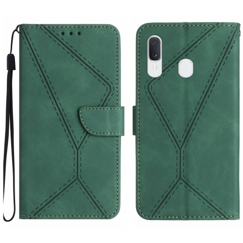 

For Samsung Galaxy A20e / A10e Stitching Embossed Leather Phone Case(Green)
