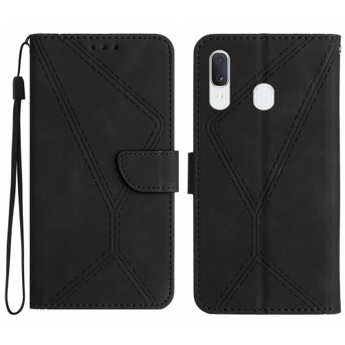 

For Samsung Galaxy A20e / A10e Stitching Embossed Leather Phone Case(Black)