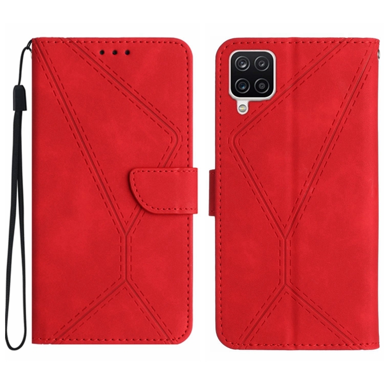 

For Samsung Galaxy A22 4G Stitching Embossed Leather Phone Case(Red)