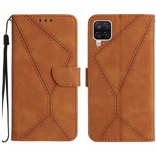 

For Samsung Galaxy A22 4G Stitching Embossed Leather Phone Case(Brown)