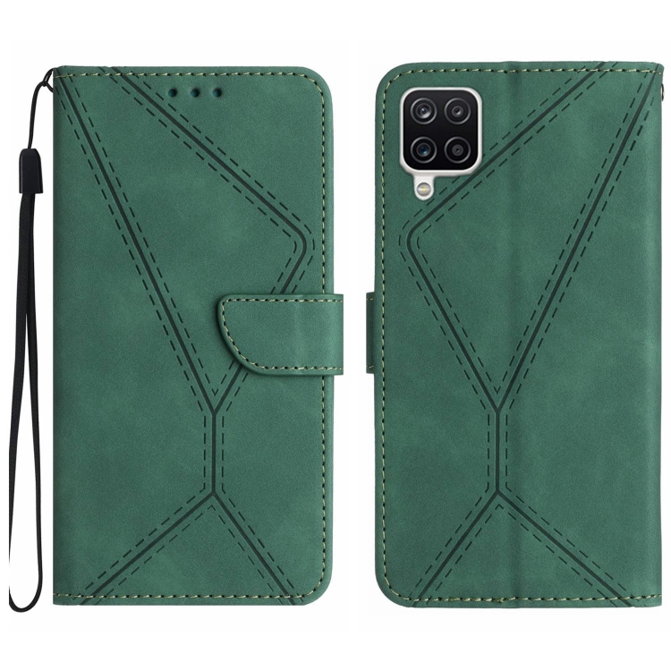 

For Samsung Galaxy A22 4G Stitching Embossed Leather Phone Case(Green)