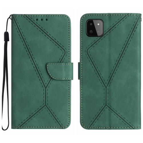 

For Samsung Galaxy A22 5G Stitching Embossed Leather Phone Case(Green)