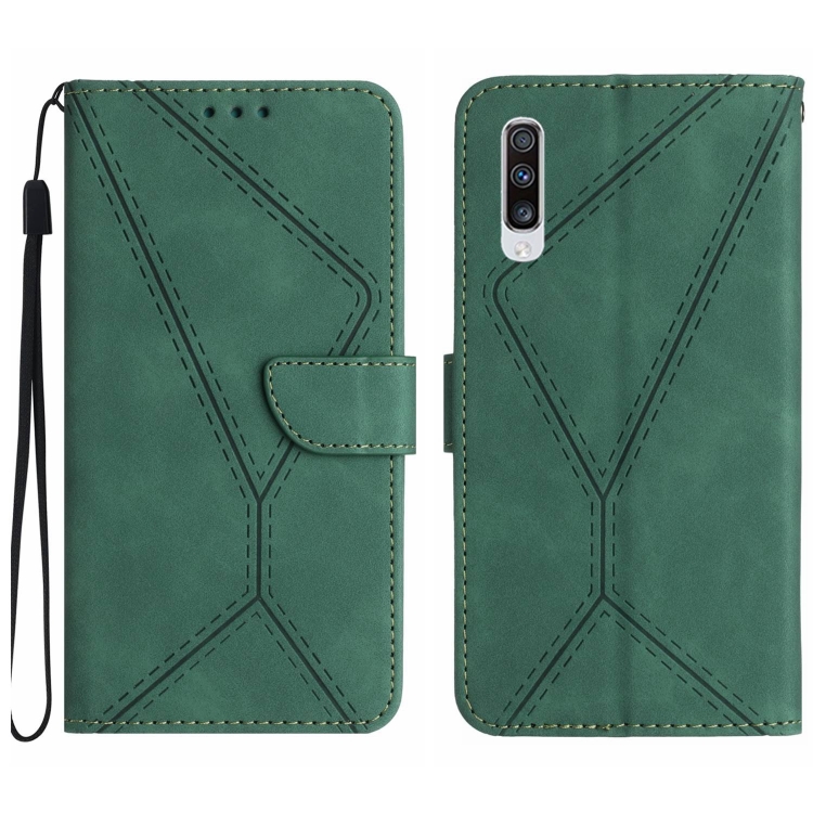 

For Samsung Galaxy A50 / A50s Stitching Embossed Leather Phone Case(Green)