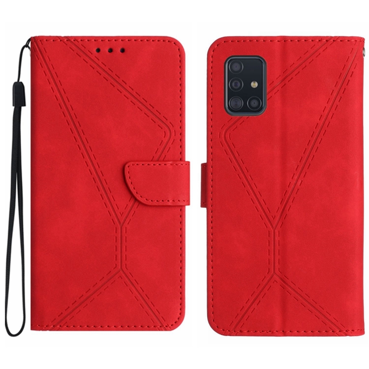 

For Samsung Galaxy A51 4G Stitching Embossed Leather Phone Case(Red)