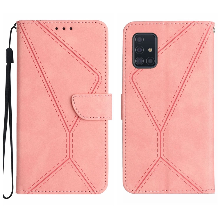 

For Samsung Galaxy A51 4G Stitching Embossed Leather Phone Case(Pink)
