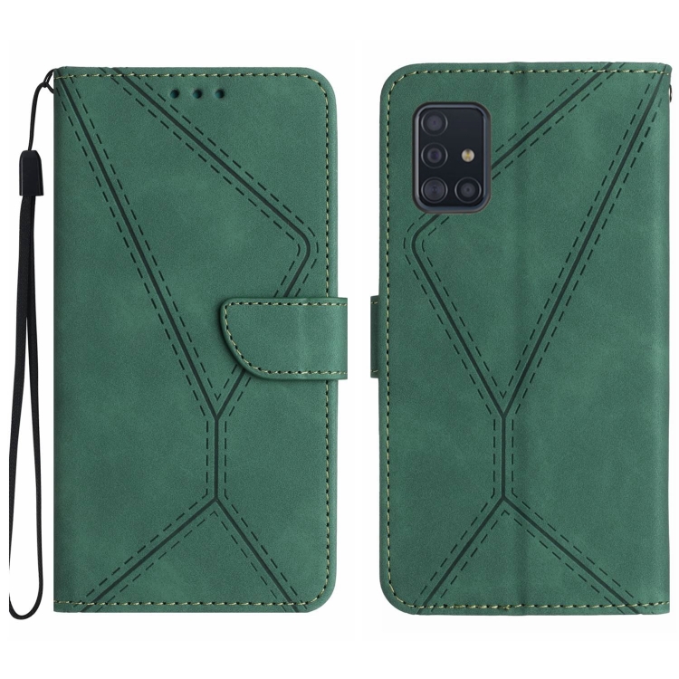 

For Samsung Galaxy A51 5G Stitching Embossed Leather Phone Case(Green)