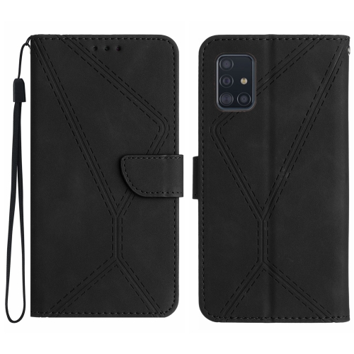 

For Samsung Galaxy A51 5G Stitching Embossed Leather Phone Case(Black)