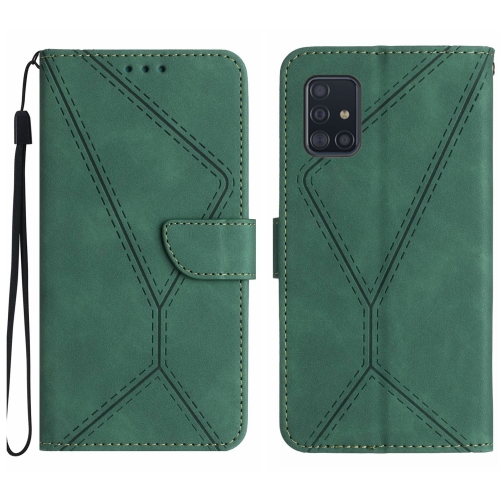 

For Samsung Galaxy A71 4G Stitching Embossed Leather Phone Case(Green)