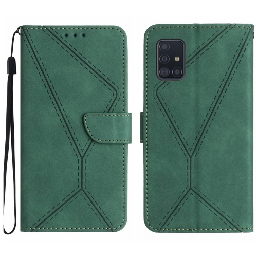 

For Samsung Galaxy A71 5G Stitching Embossed Leather Phone Case(Green)