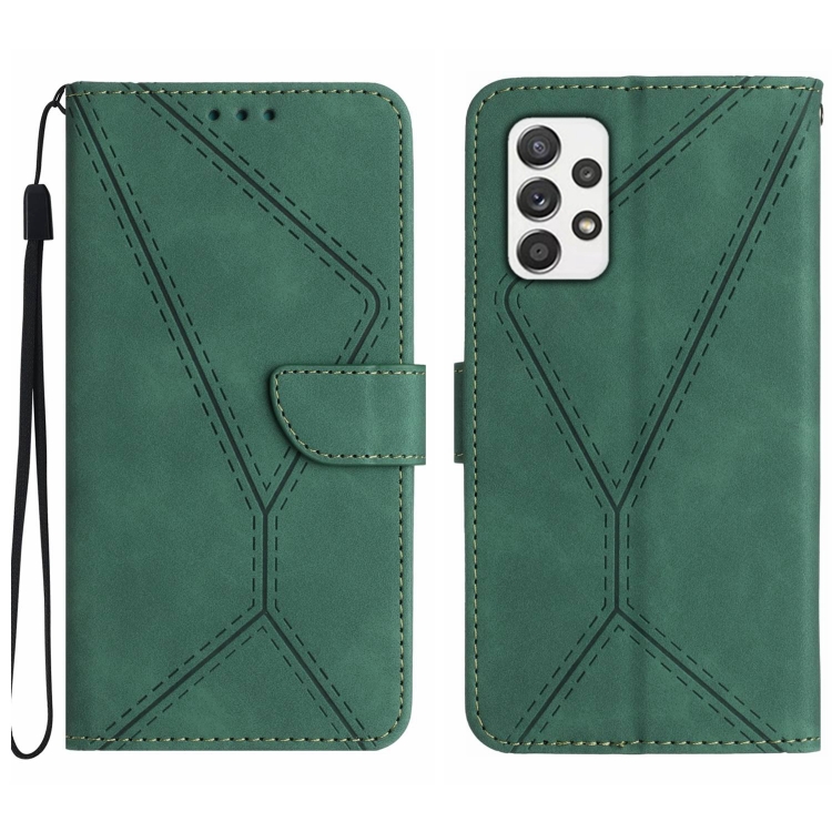 

For Samsung Galaxy A73 5G Stitching Embossed Leather Phone Case(Green)