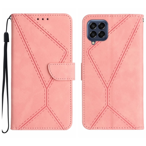 

For Samsung Galaxy M33 5G Stitching Embossed Leather Phone Case(Pink)