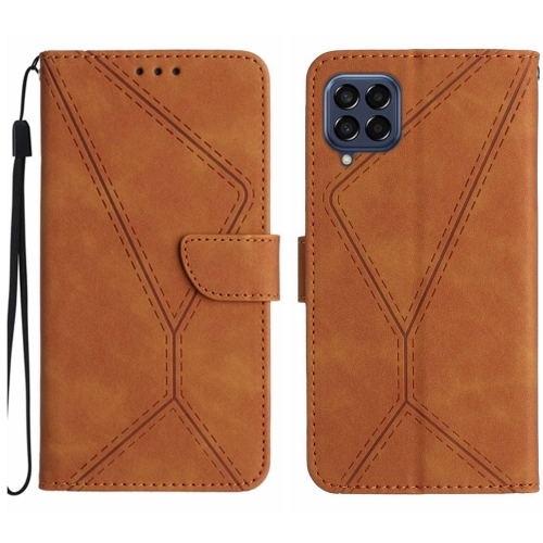 

For Samsung Galaxy M33 5G Stitching Embossed Leather Phone Case(Brown)