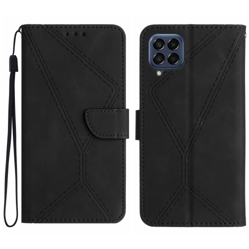 

For Samsung Galaxy M53 5G Stitching Embossed Leather Phone Case(Black)