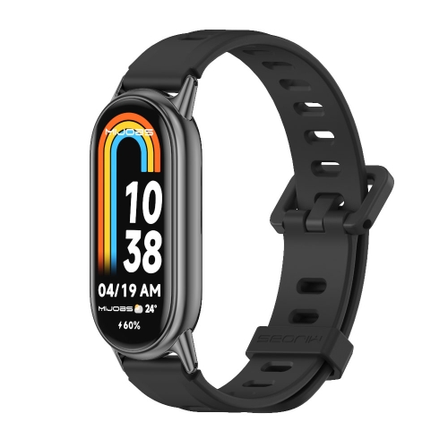 

For Xiaomi Mi Band 8 Mijobs Flat Hole Breathable Silicone Watch Band(Black)