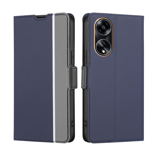 

For OPPO A1 5G Twill Texture Side Button Leather Phone Case(Blue)