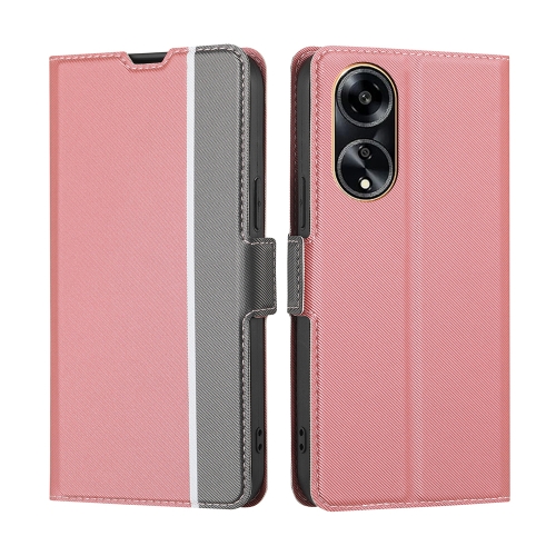 

For OPPO A1 5G Twill Texture Side Button Leather Phone Case(Pink)