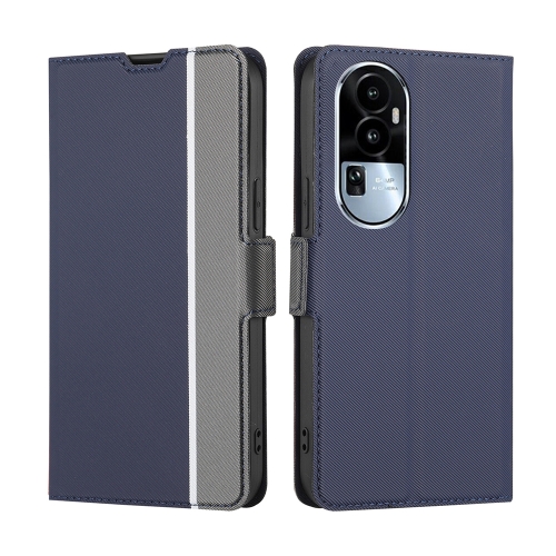 

For OPPO Reno10 5G Twill Texture Side Button Leather Phone Case(Blue)