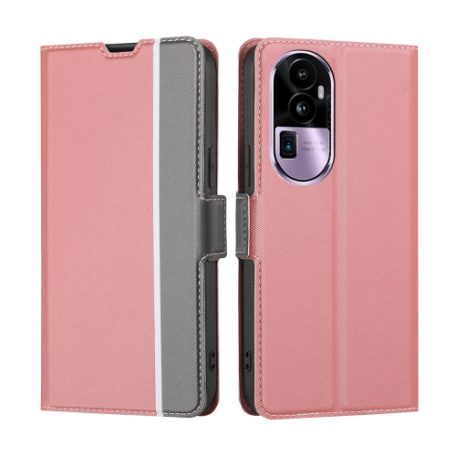 

For OPPO Reno10 Pro+ 5G Twill Texture Side Button Leather Phone Case(Pink)