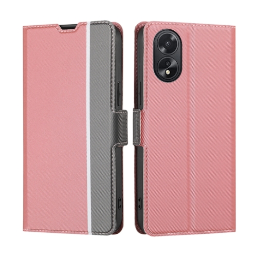 

For OPPO A38 4G / A18 4G Twill Texture Side Button Leather Phone Case(Pink)