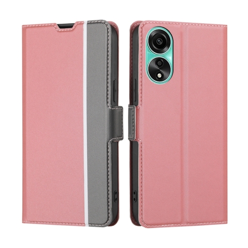 

For OPPO A78 4G Twill Texture Side Button Leather Phone Case(Pink)