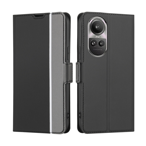 

For OPPO Reno10 5G / Reno10 Pro 5G Global Twill Texture Side Button Leather Phone Case(Black)
