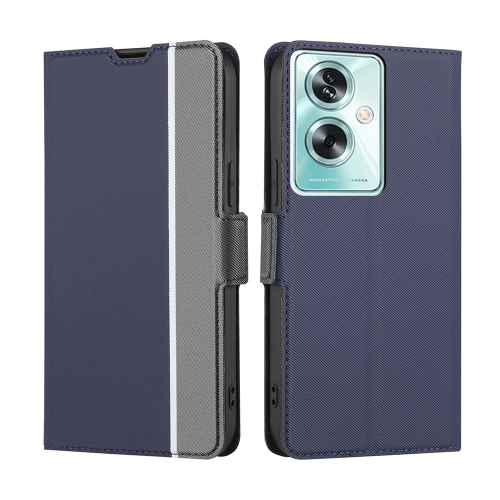 

For OPPO A79 5G Twill Texture Side Button Leather Phone Case(Blue)