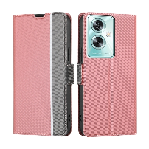 

For OPPO A79 5G Twill Texture Side Button Leather Phone Case(Pink)