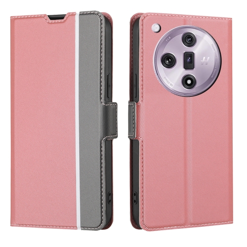 

For OPPO Find X7 5G Twill Texture Side Button Leather Phone Case(Pink)