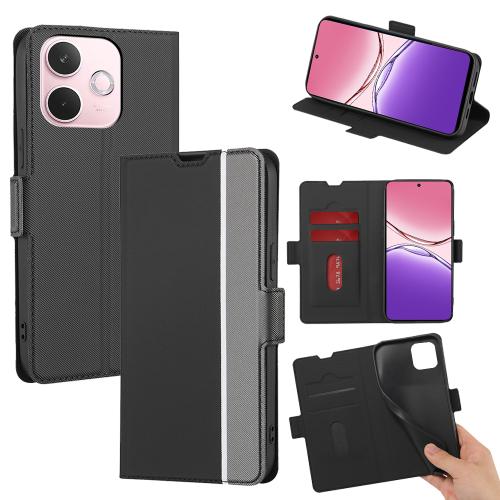 

For OPPO A5 Pro 5G Global Twill Texture Side Button Leather Phone Case(Black)