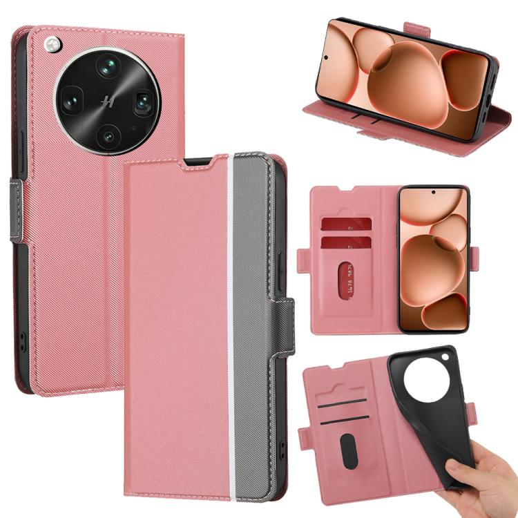 

For OPPO Find X8 Ultra 5G Twill Texture Side Button Leather Phone Case(Pink)