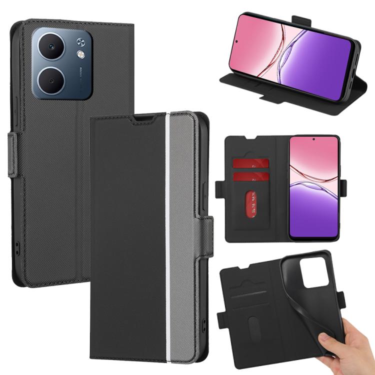 

For OPPO A5x 5G Global Twill Texture Side Button Leather Phone Case(Black)