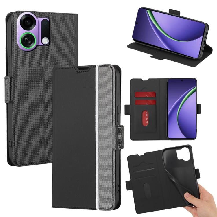 

For OPPO K13 Turbo Pro 5G Twill Texture Side Button Leather Phone Case(Black)