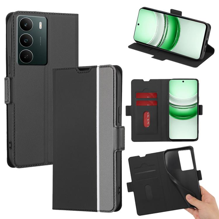 

For Realme C71 4G Twill Texture Side Button Leather Phone Case(Black)